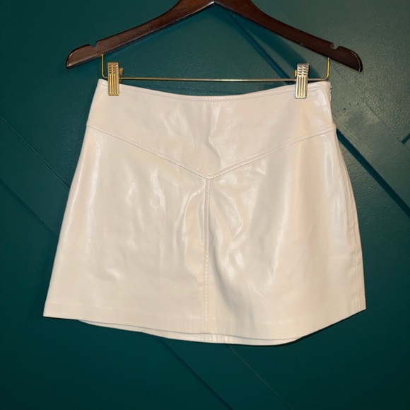 sundays Dresses & Skirts - sundays Cream Faux Leather Mini Skirt